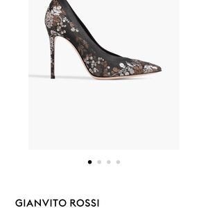 Gianvito Rossi Black and Brown Floral Heels